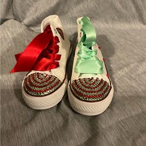 Kids' Red and Green Ribbon Sneakers